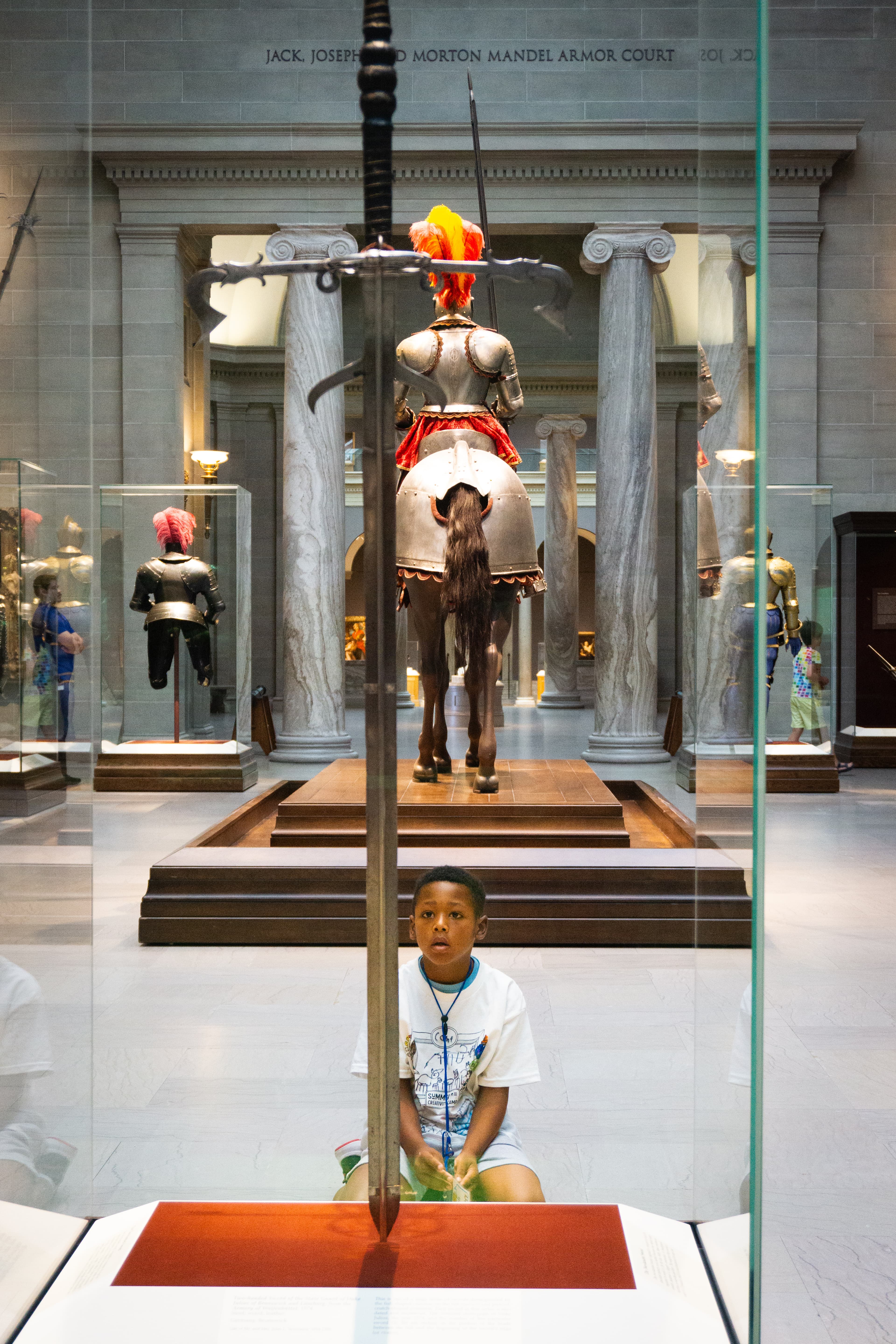 Student looking at armor court