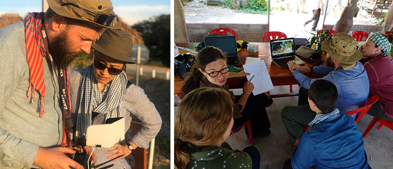 two side by side images of CMA collaborators working in Cambodia