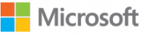 logo with 4 squares in a window red, green, blue , yellow next type Microsoft in grey sans serif